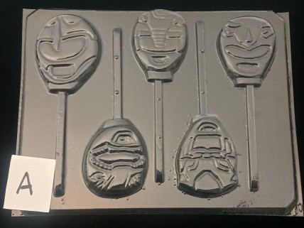 109sp Strong Rangers Face Chocolate Candy Lollipop Mold FACTORY SECOND